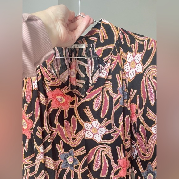 CHRISTIAN SIRIANO Floral Print Boho Style Loose Fit Short Puff Sleeves Sz S - Picture 7 of 7